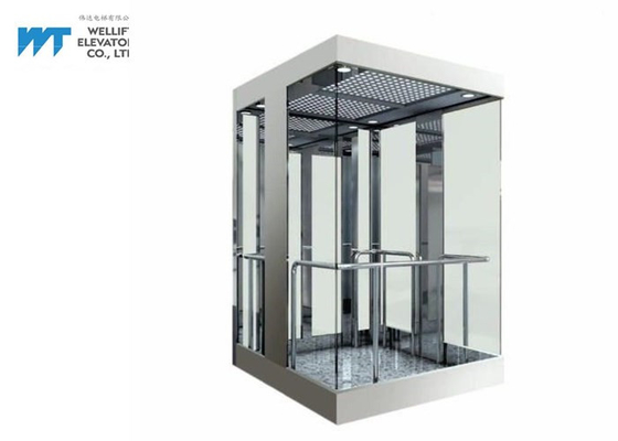 مصاعد زجاجية خارجية منخفضة الضوضاء توفر مساحة بناء بنسبة 50٪ مع غرفة ماكينة صغيرة