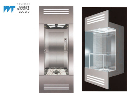 نوع توفير الطاقة بانورامي زجاج المصعد مع الجدار الخلفي المقصورة مراقبة الزجاج
